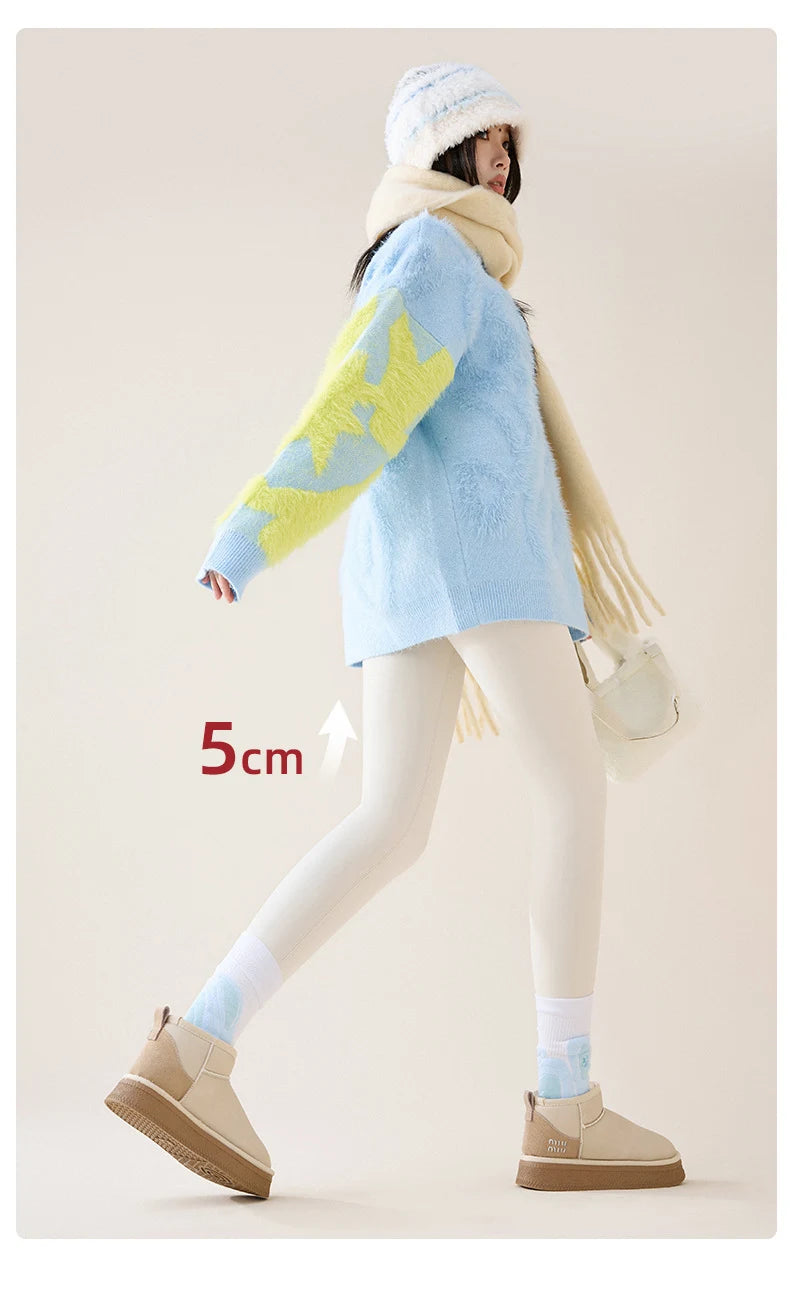 BIVIGAOS Autumn Winter High Waist Fleece Sharkskin Leggings Women Seamless Slim Tight-Fit Velvet Thickened Elastic Warm leggings