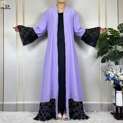 2024 For Women Elegant Dresses Dubai Party Outfits Long Sleeved Chiffon Dashiki Muslim Women Robe Open African Abaya Clothing.
