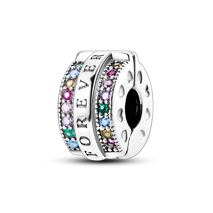 Silver Clasp 925 Sterling Silver CZ pave Clip Charms Daisy Beads Stopper Safety Chain fit Original Bangle Bracelet Jewelry Clip