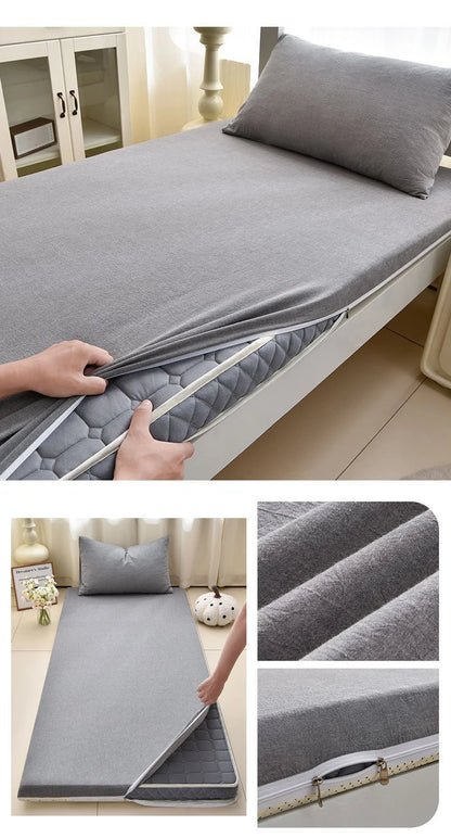 WOSTAR Geometric printed mattress protector cover with zipper fully enclosed single bed sheet pure cotton protection pad 90x190
