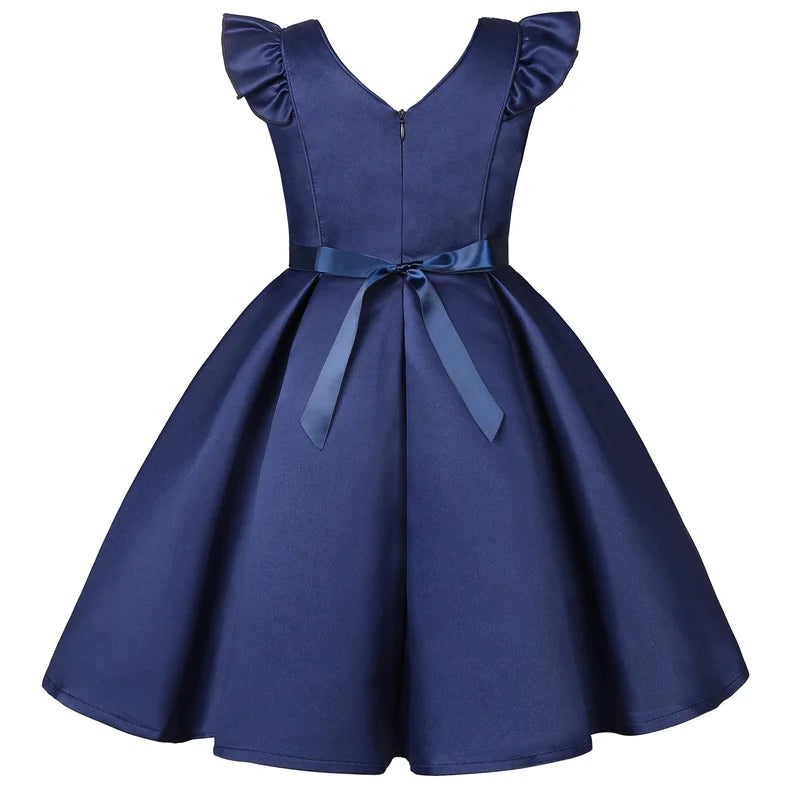 3-10 Y Pailletten Blumen Stickerei Mädchen Kleid Sommer Ärmellose Prinzessin Party Kleider Weihnachten Geburtstag Geschenk Kind Casual Kleidung.