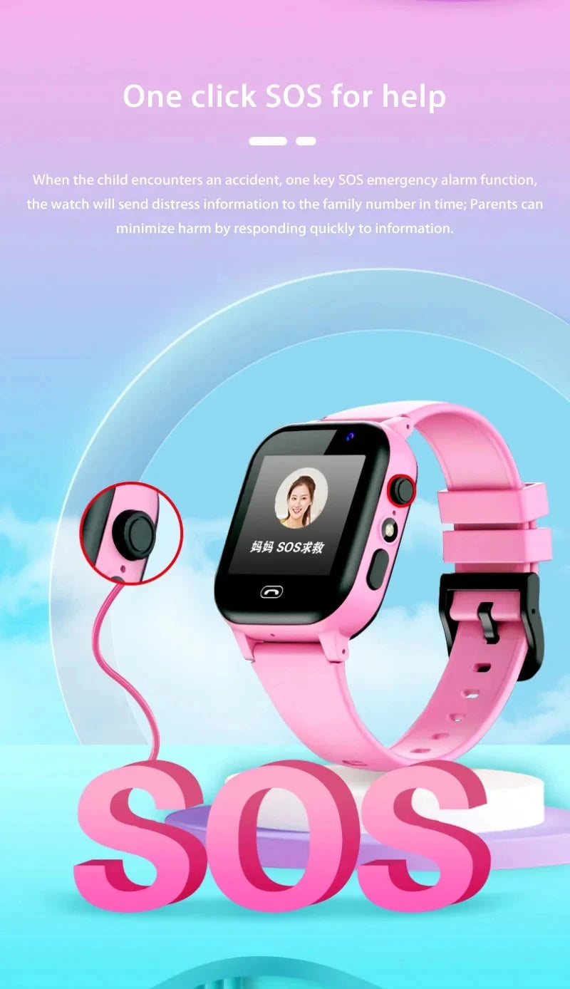 Xiaomi Kids 5G Smart Watch SOS GPS Location Video Call Sim Card Child Camera Waterproof Upgrade 2025For Boys Girls Add Earphone.