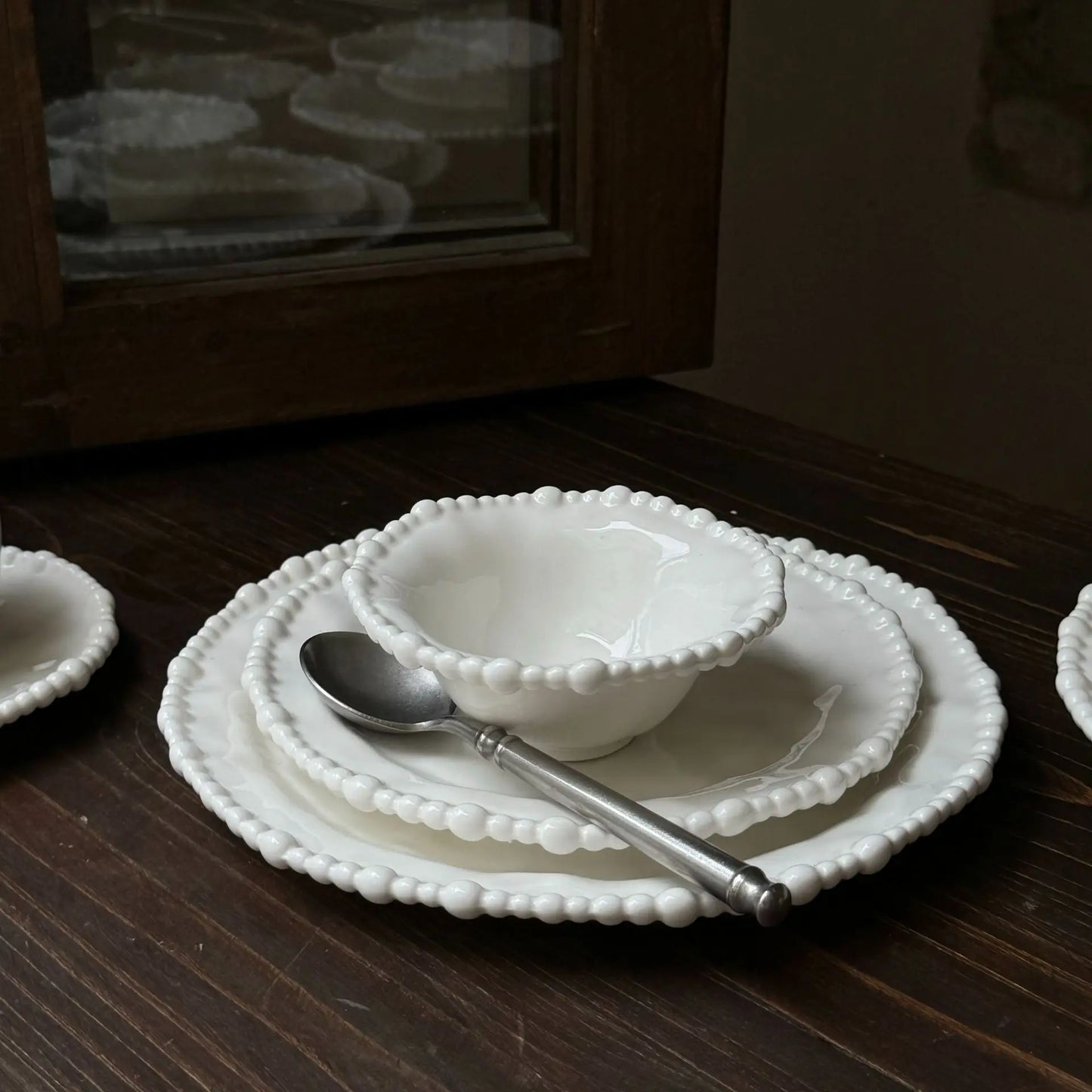 French Irregular Pearl Ceramic Plate Bead Bead Ceramic Plate Ceramic Bowl  Cup Dessert.