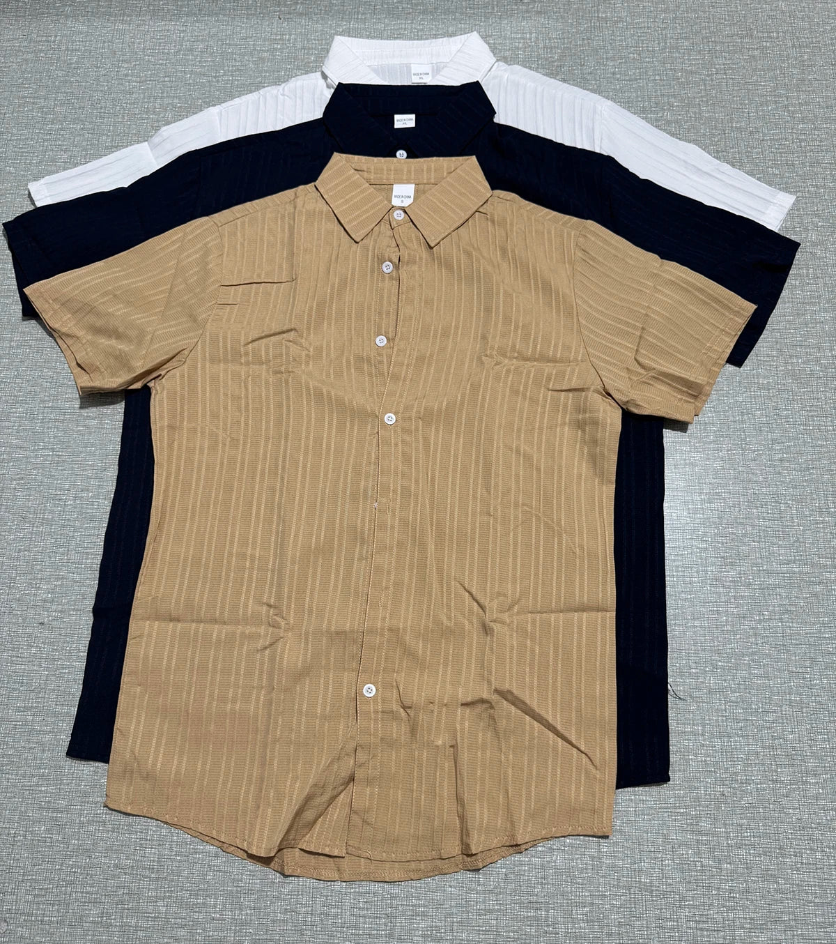 Lazy Street Style Vertical Stripe Slimming Shirt Shorts Two-piece Set No Need To Pair With Autumn Men's Thin Knit Sports Suit.