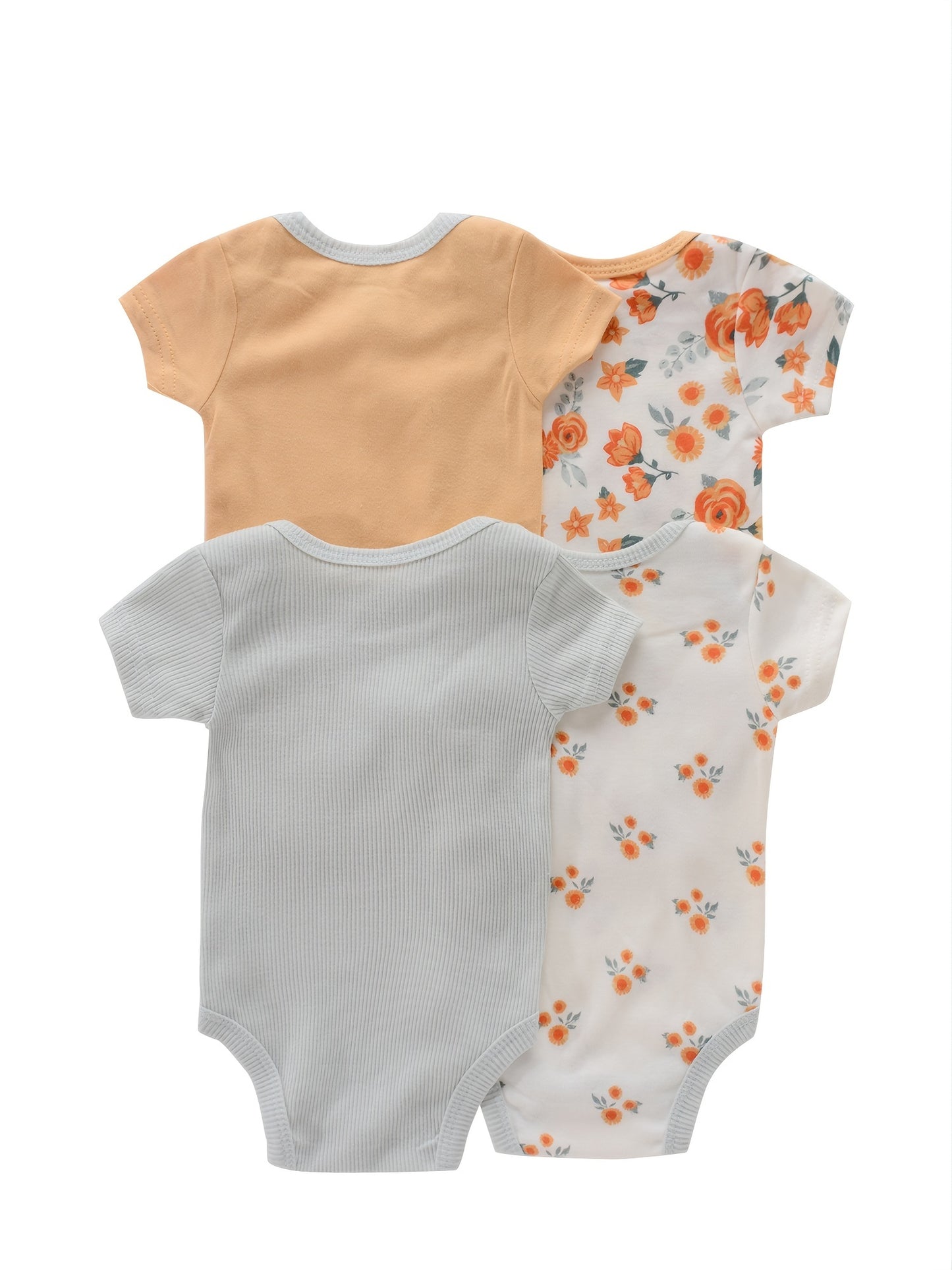 4PCS Neugeborenen Strampler Kurzarm Rundhals Cartoon Tier Blumen Drucken Body Onesies Für Baby Jungen Und Mädchen Kleidung.
