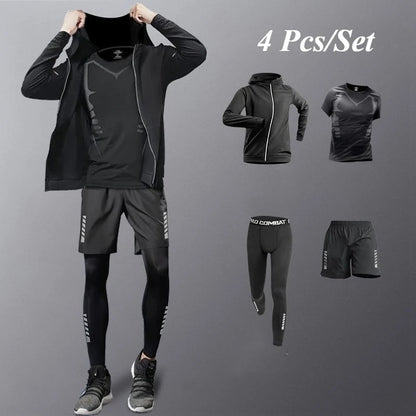 Fashion Breathable Running Sports Suit Men's Fitness Clothes All-Seasons Professional Morning Running Clothes Quick Dry Training