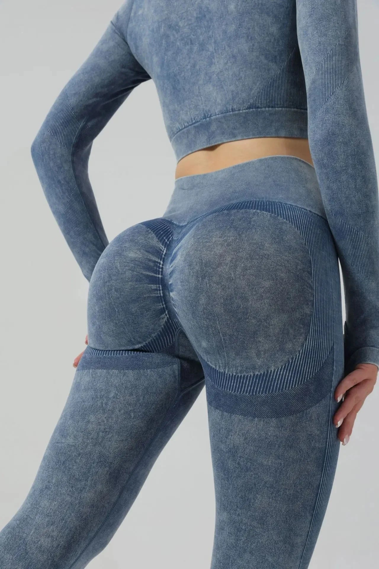 High Waist Yoga Pants Sand Washed Seamless Peach Butt Fitness Sportswear Tight Long Trousers for Women Autumn Season