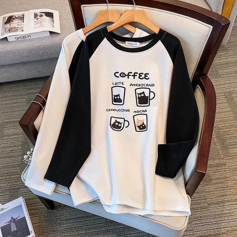 175kg plus size Damen büste Frühling Herbst lockeres Oberteil Rundhals bedrucktes Langarm-Sweatshirt 4xl 5xl 6xl 7xl 8xl 9xl.