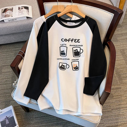 175kg plus size Damen büste Frühling Herbst lockeres Oberteil Rundhals bedrucktes Langarm-Sweatshirt 4xl 5xl 6xl 7xl 8xl 9xl.