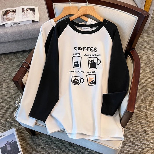 175kg plus size Damen büste Frühling Herbst lockeres Oberteil Rundhals bedrucktes Langarm-Sweatshirt 4xl 5xl 6xl 7xl 8xl 9xl.