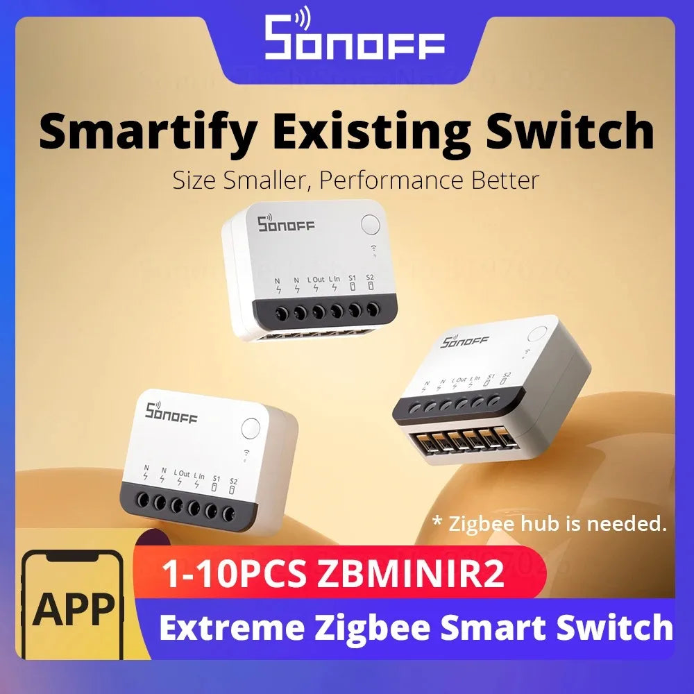 SONOFF ZBMINIR2 Extreme Zigbee Smart Switch Detach Relay Externer Schalter Fernbedienung über eWeLink, kompatibel mit Zigbee Hub.