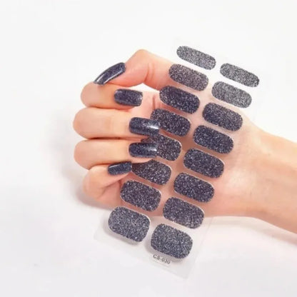 Glitter Gradient Full Cover Nail Art Stickers Fashion Silver Purple Nail Polish Strips DIY Waterproof Nail Foil Sticker Manicur