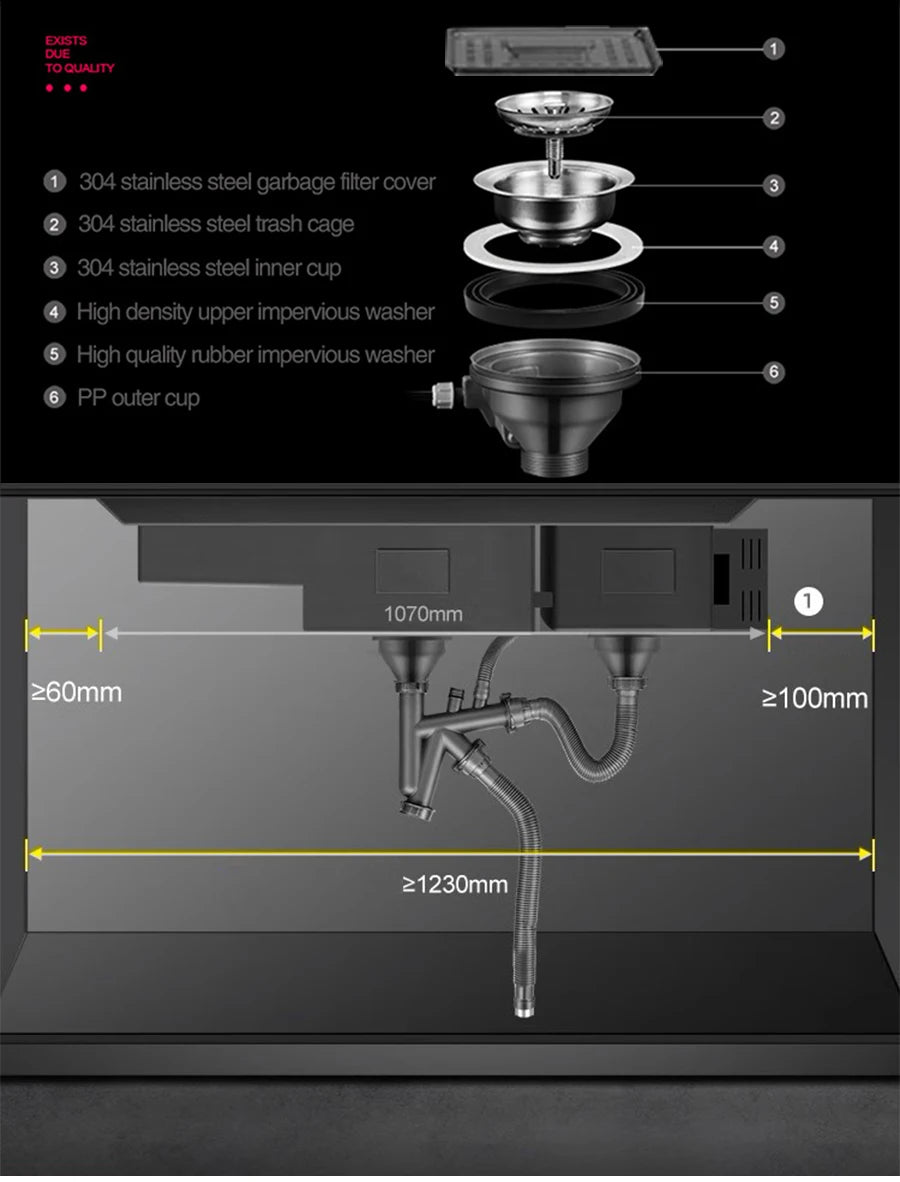 ASRAS 11550 NJH Large Size Smart Purifying Kitchen Sink Handmade Step Sink Smart Purifying Kitchen Island Sinks