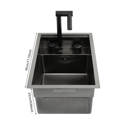 Bymaocar Edelstahlspüle 30 x 45 x 23 cm mit Wasserhahn, eingebettetes Küchenspüle, einschüssel, verdecktes Küchenspüle