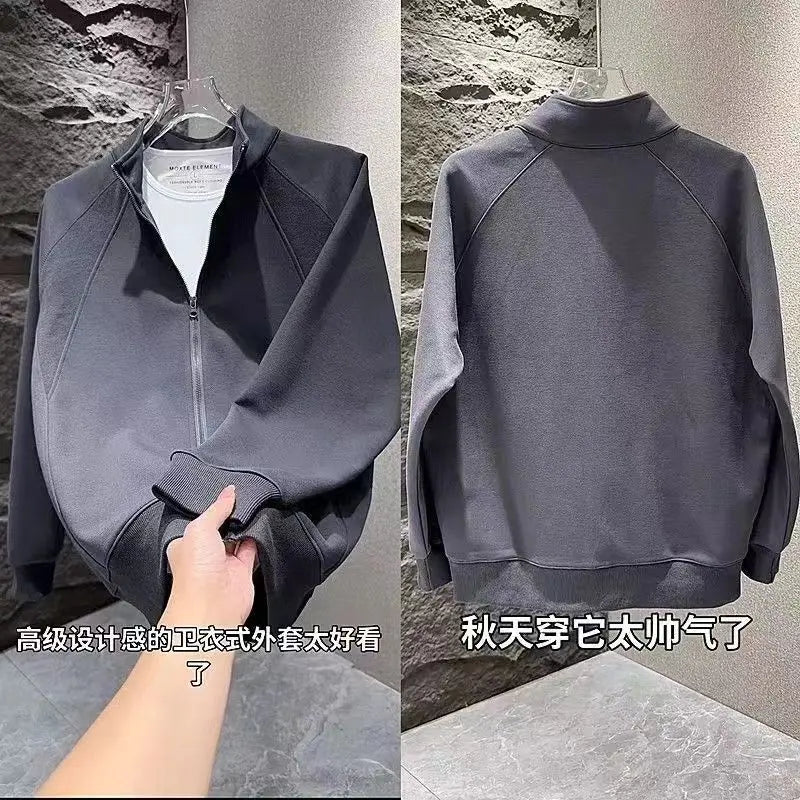 Hoodie men's spring and autumn style new cardigan with shoulder insertion All match jacket men's Korean version handsome top men.