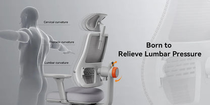 NEWTRAL MAGICH003 Ergonomischer Bürostuhl, automatisch ausgestellte Rückenlehne, adaptive Unterrückenstütze, verstellbarer Kopfstützensitz, Grau