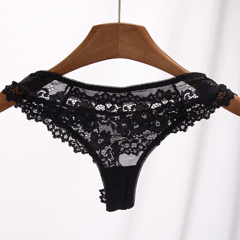 Women Panties Sexy Underwear Black Lace Panties Lingerie Female Floral Lace Briefs Perspective Finetoo Design Ladies Pantys.