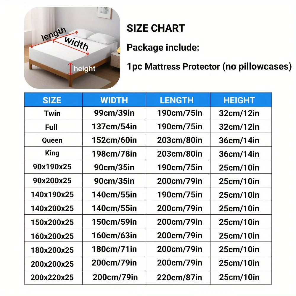 2-Zipper & 6-Side Waterproof Mattress Protector -Ultra Soft Knitted Fabric Breathable Noiseless Mattress Encasement.