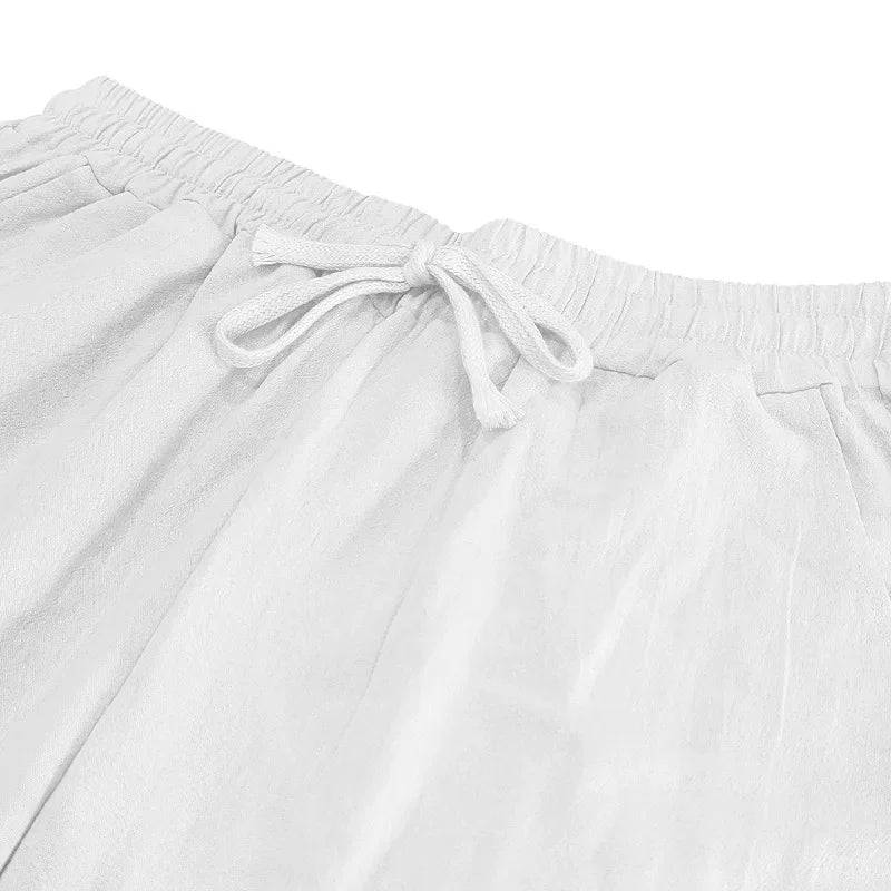 Frühling Sommer Dünne männer Casual Leinen Hosen Strand Stil Kordelzug Gerade Bein Lange Hosen Hochwertige Bequeme Passform.