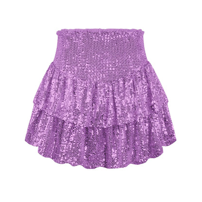Dresses 2025 Woman Summer New Fashion Sequined Skirt Sequined Sexy Solid Color Pleated Skirts Y2k Woman Clothing.