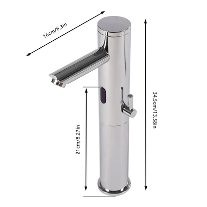 Basin Electronic Automatic Sensor Touchless Bathroom Sink Faucet, Motion Activated Hands-Free Vessel Sink Tap