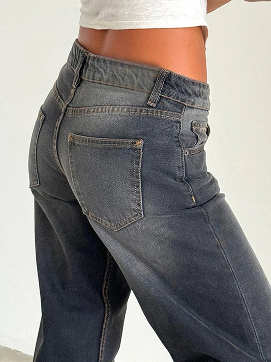 2024 neue Y2K Hohe Taille Baggy-Jeans Für Frauen Mode Lose Denim Breite Bein Hosen Casual Weibliche Kleidung XS-XL Drop verschiffen.