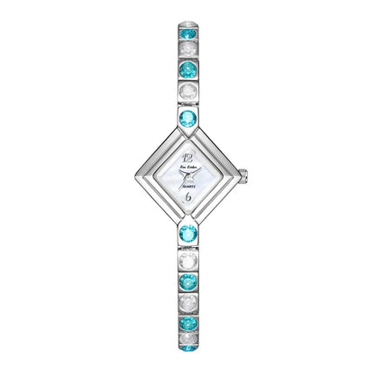Luxury Women's Watch Square Dial Blue Rhinestones Bracelet Waterproof Fashion Elegant Wristwatch for Women Daily Wear Gifts.