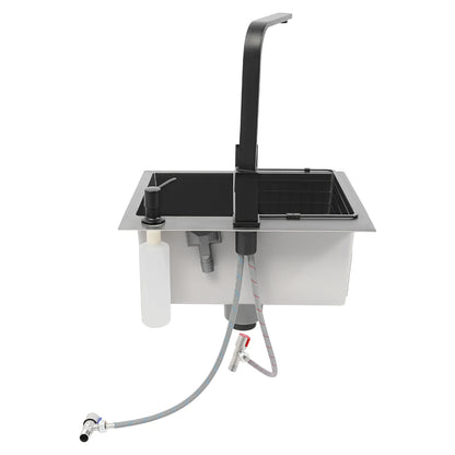 Schwarzes Küchenspülbecken-Set, Spüle aus Edelstahl 30 mit großem Fassungsvermögen und drehbarem Wasserhahn, Keramik-Ventilkern, geruchsfestes Spülbecken