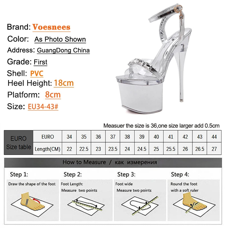 Sexy High Heels For Ladies Modern Sandals Electroplated Heel Women Shoes 2023 New Clear Peep Toe DRESS Crystal Shoes Size 43.