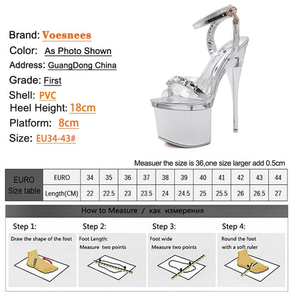 Sexy High Heels For Ladies Modern Sandals Electroplated Heel Women Shoes 2023 New Clear Peep Toe DRESS Crystal Shoes Size 43.