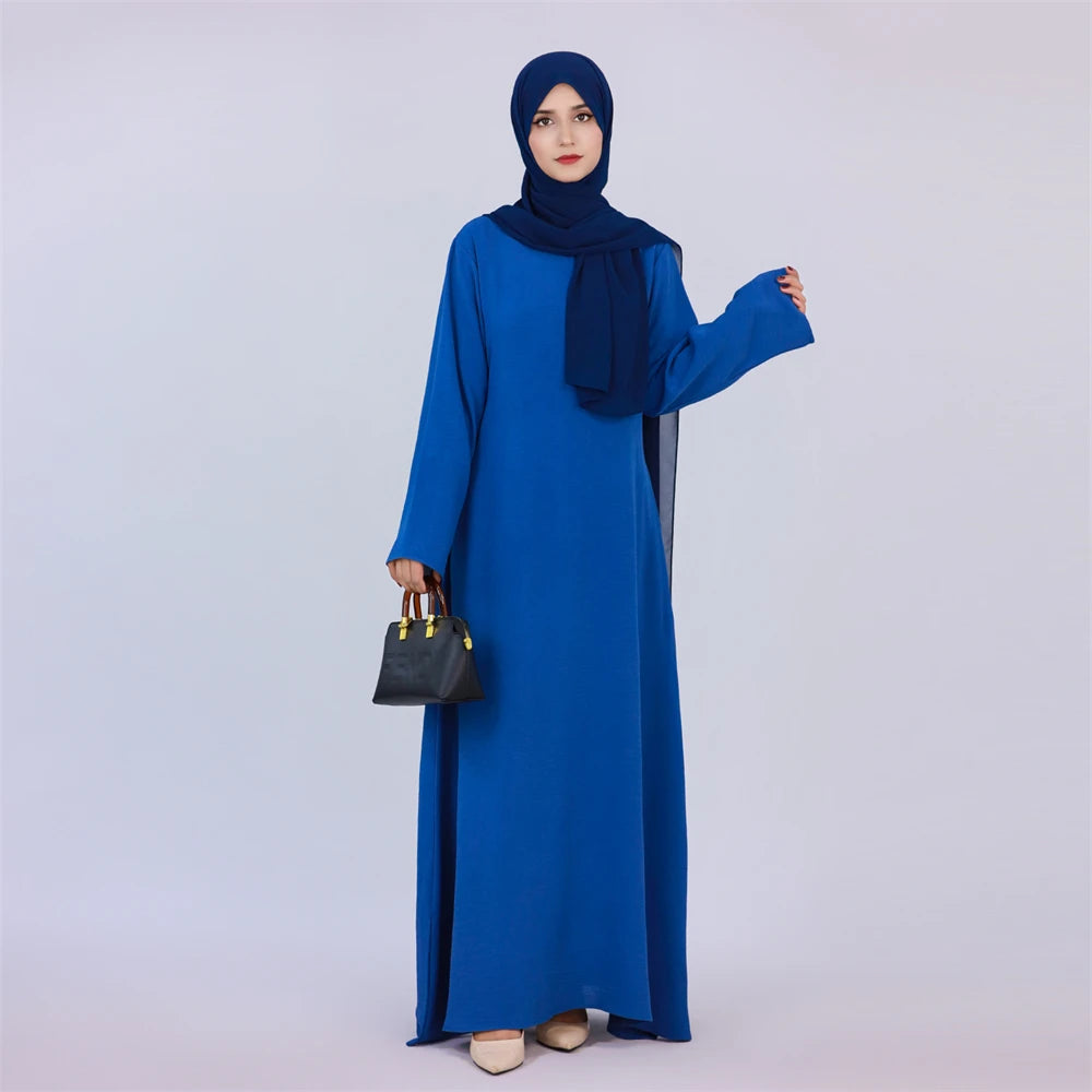 Ramadan Eid Solid Linen Dubai Abaya Turkey Islam Muslim Modest Dress Kaftan Prayer Clothes For Women Kebaya Robe Femme Musulmane