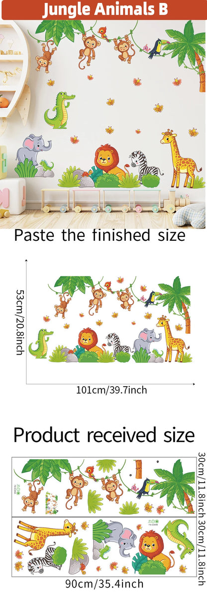Safari Jungle Woodland Animals Wall Decals Wall Stickers for Boys Girls Baby Nursery Kids Bedroom Living Room Classroom Decor.