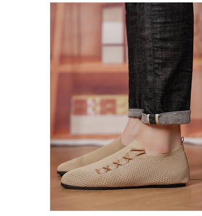 YRZL Men's Comfortable Shoes Breathable Walking Shoes Summer Mesh Loafers Anti Slip Casual Sneakers Lightweight Shoes for Men