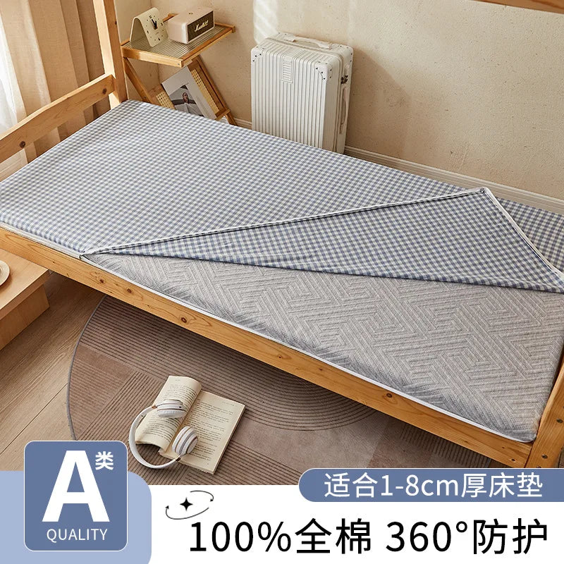 2025 new cotton washed cotton student dormitory mattress cover all-inclusive zipper mattress single piece without filler.