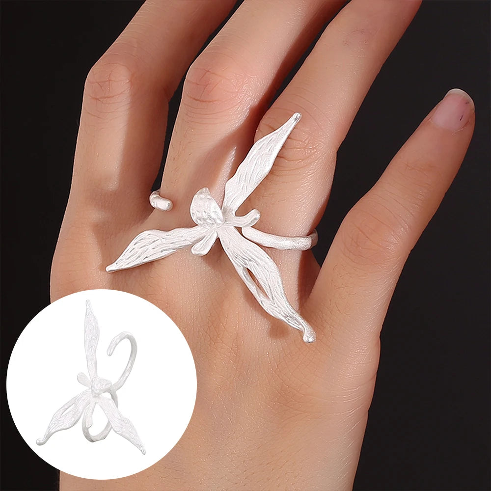 PANJBJ 925 Sterling Silver Geometry Crystal Ring For Women Ellipse Exaggerated Punk Water Drop Open Jewelry Gift Dropshipping