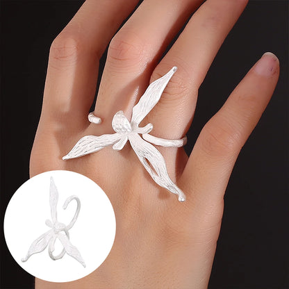 PANJBJ 925 Sterling Silver Geometry Crystal Ring For Women Ellipse Exaggerated Punk Water Drop Open Jewelry Gift Dropshipping