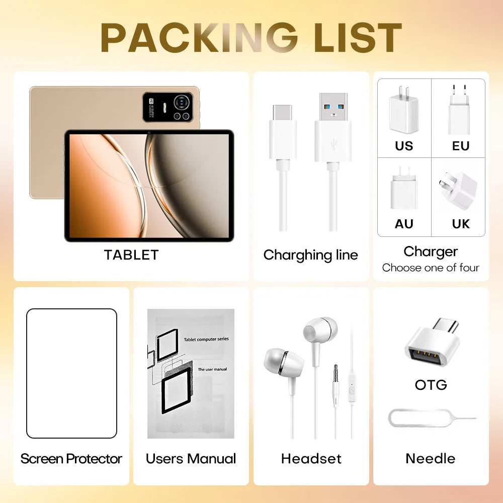 Original Pad 8 Ultra 11 Inch 16GB RAM 1TB ROM tablet Android 14 Core Pad Tablet PC Phone Dual Wifi tablette android 8800mah