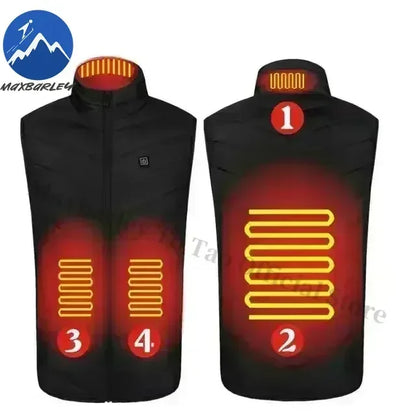 21 Zone Heating Vest Mens USB Infrared Thermal Jacket Smart Heated Clothes New Winter Cold-proof Thick Sleeveless Coat Hiking