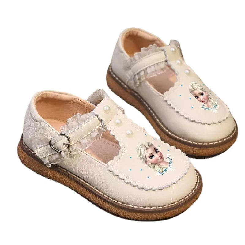 Disney Children's Girls' Leather Casual Shoes Spring Frozen Princess Girls' Soft Sole Non-slip Shoes Baby Shoes Lolita Girls.