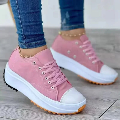 Shoes for Women Classic White Canvas Sneakers Fashion Platform Women Casual shoes High Quality Lace-Up Feamle Tennis Shoes 35-43.