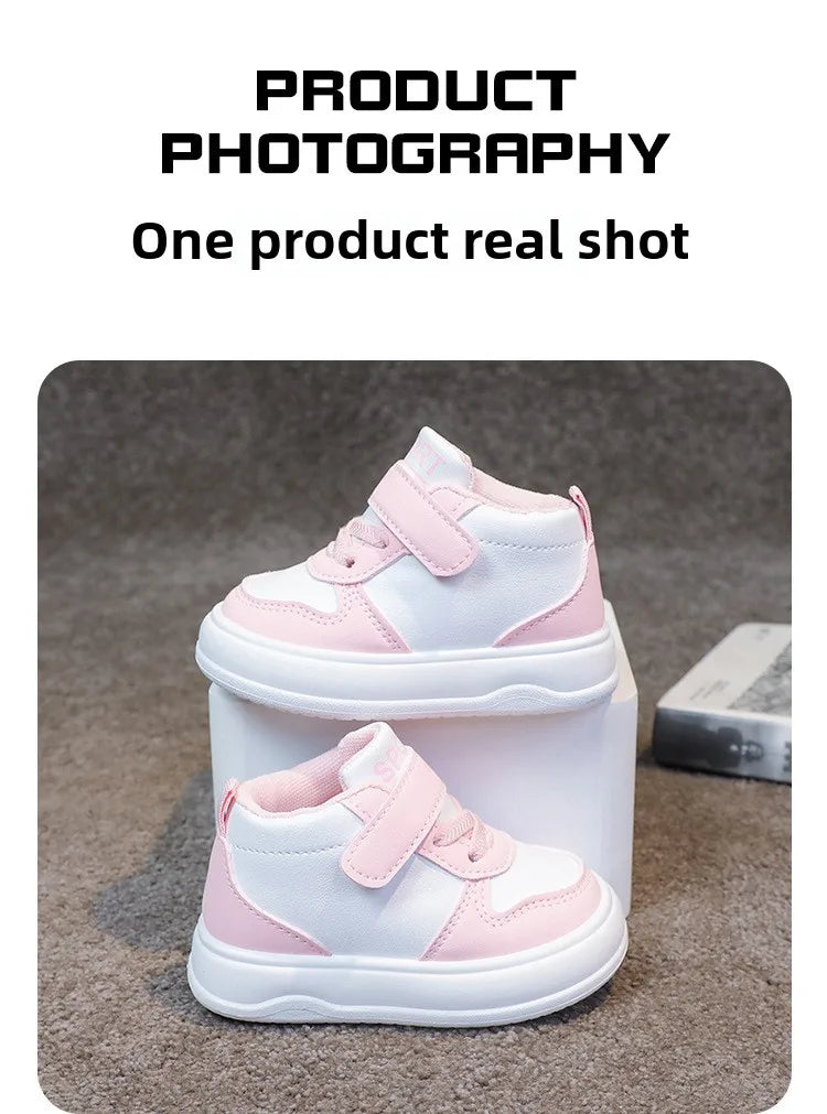 Fashion Kids Sneakers Spring Autumn High Top Breathable Casual Shoes Girls Non-slip Board Shoes Boys Outdoors Basketball Shoes.