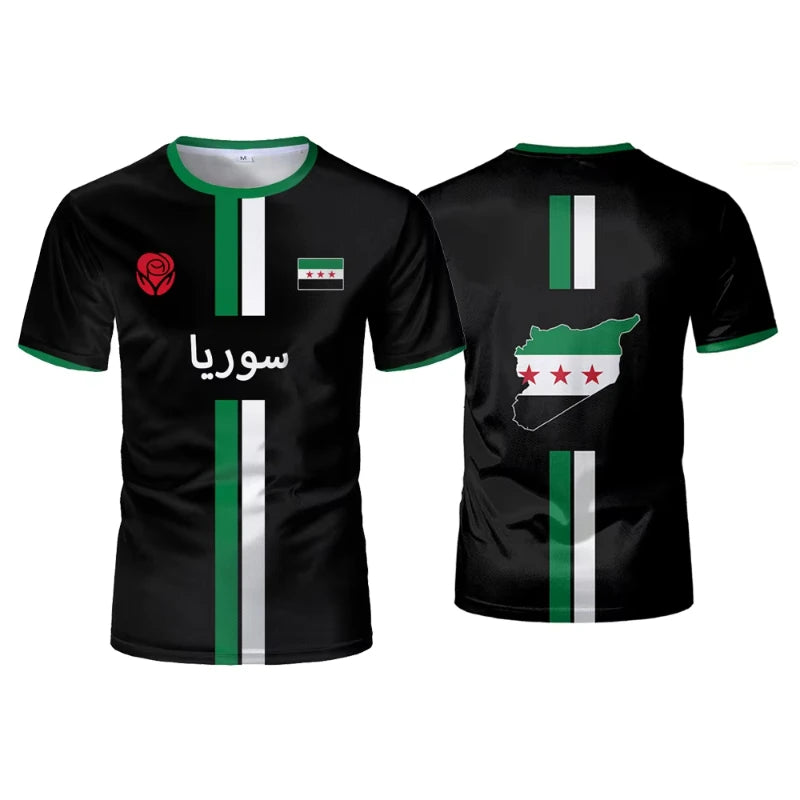 Syria Football T Shirts Men's Sports T-shirts Syrian Flag Street Oversized Tops Unisex Casual Graphic Tees Tops Y2k Mens Gifts.