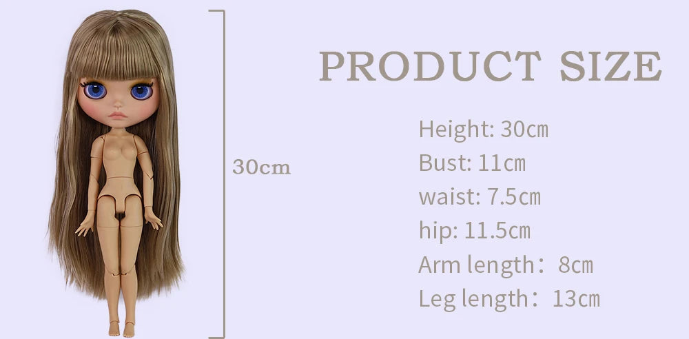 ICY DBS Blyth Doll BJD Joint Body tan Skin Matte Face Set Doll 1/6 30cm Girl Gift Anime SD.