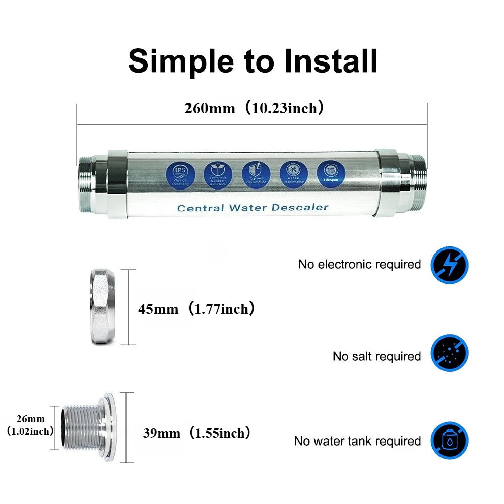 Salt Free Water Descaler Whole House, Scale Water Softener System, Prevent Scale Built Up On Water Heaters,  Toilet & Boilers.