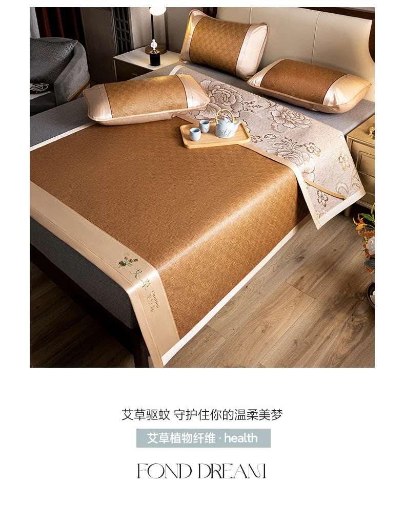 Natural Ice Rattan Mat 90/120/150/180/200cm Cool Summet Mat Mattress Plant Fiber Mat Househould Straw Mats Furniture Protector.