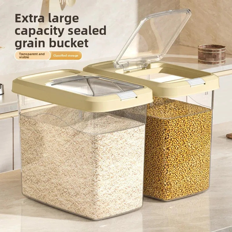 Food Grade Press to Open Seal Moisture Proof Insect Resistant Large Capacity Grain Storage Box Home Use Rice Tub for Grains.
