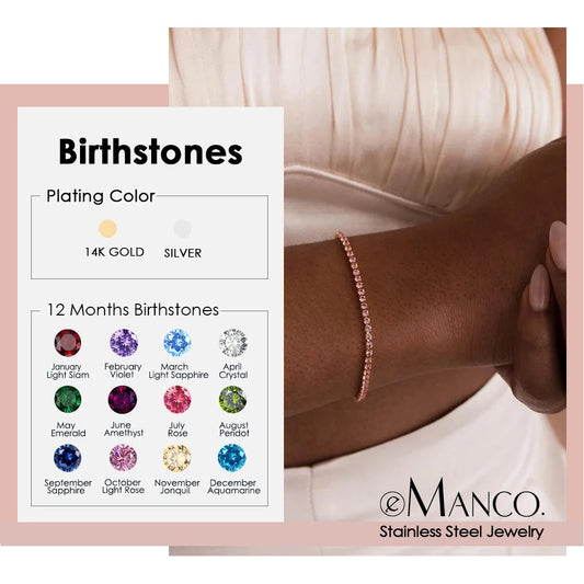 eManco Stainless Steel Gold Plated Sparkling Bracelet High Quality White Zirconia Single Row Simple Accessory For Girls.