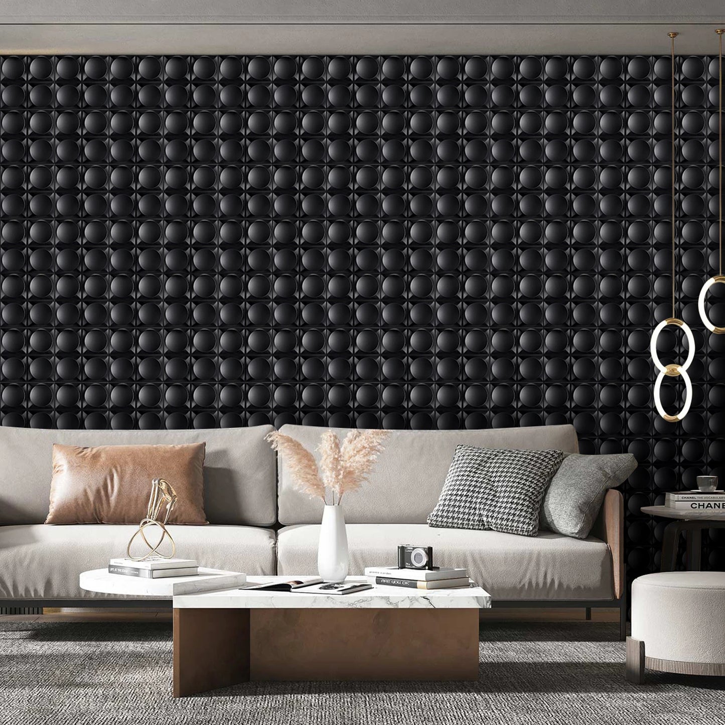 KUUJOJO 12pcs 3D textured wall panel for indoor wall decoration, suitable for living room, hall, bedroom, hotel, office
