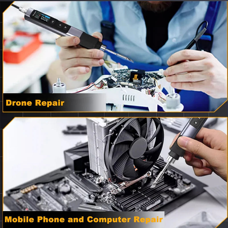 FNIRSI HS 02 Smart Soldering Iron Automatic Sleep 100-450℃ Temperature Rapid Heating PCB Soldering Station Portable Toolbox Kit.