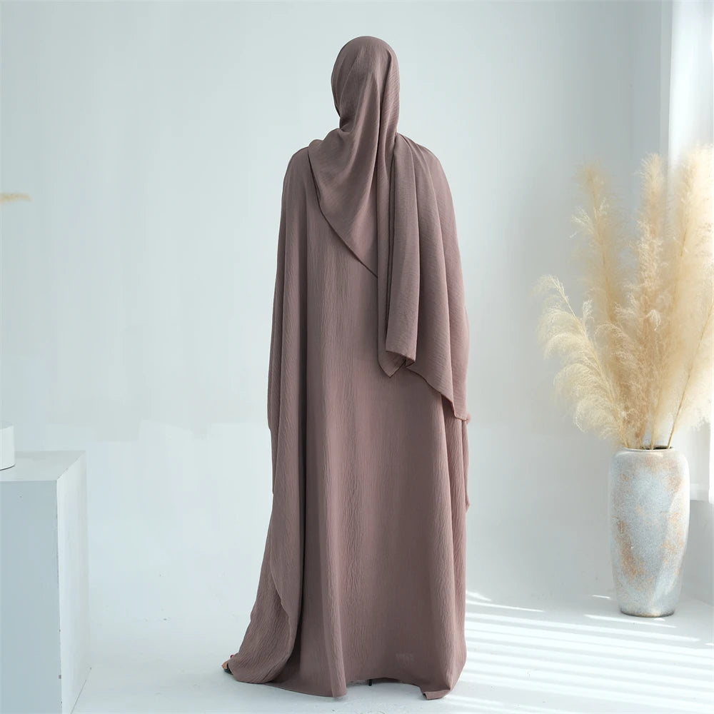 Ramadan Eid Baumwolle Leinen Khimar Abaya Set Dubai Muslim Sets Hijab Kleid Kaftan Abayas Kaftan Marocain Femme Vestidos Para Mujer